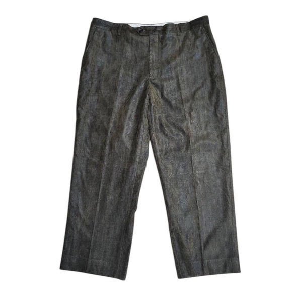 Giorgio Armani Le Collezioni Grey/Green Pants Size 38 Wide. Leather-ish Finish - Picture 1 of 8
